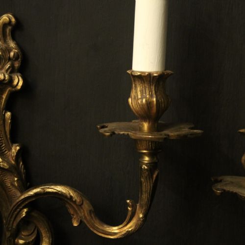 FRENCH PAIR OF GILDED BRASS ANTIQUE WALL LIGHTS - ADDITIONAL PHOTO 8