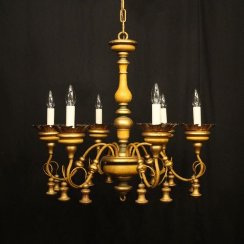 florentine 6 light polychrome antique chandelier - CATEGORY: ANTIQUE LIGHTING - DATED 1920