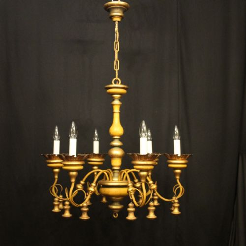 FLORENTINE 6 LIGHT POLYCHROME ANTIQUE CHANDELIER - ADDITIONAL PHOTO 1