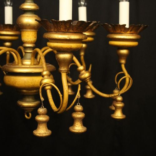 FLORENTINE 6 LIGHT POLYCHROME ANTIQUE CHANDELIER - ADDITIONAL PHOTO 2