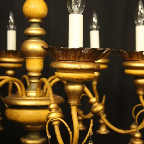 FLORENTINE 6 LIGHT POLYCHROME ANTIQUE CHANDELIER - ADDITIONAL PHOTO 3