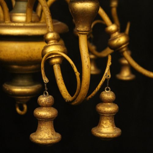 FLORENTINE 6 LIGHT POLYCHROME ANTIQUE CHANDELIER - ADDITIONAL PHOTO 4