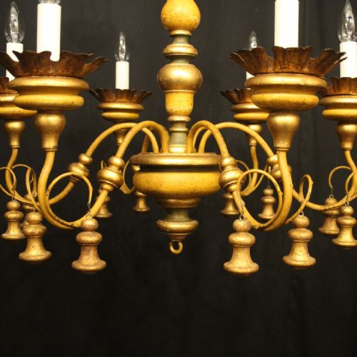FLORENTINE 6 LIGHT POLYCHROME ANTIQUE CHANDELIER - ADDITIONAL PHOTO 5