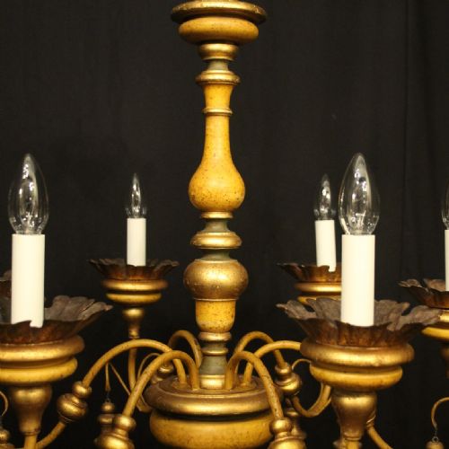 FLORENTINE 6 LIGHT POLYCHROME ANTIQUE CHANDELIER - ADDITIONAL PHOTO 7