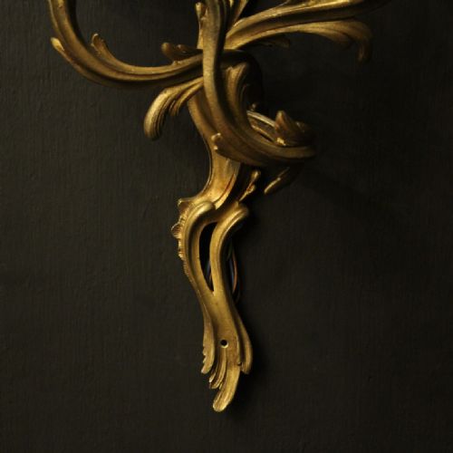 FRENCH PAIR OF GILDED BRONZE ANTIQUE WALL SCONCES - ADDITIONAL PHOTO 5