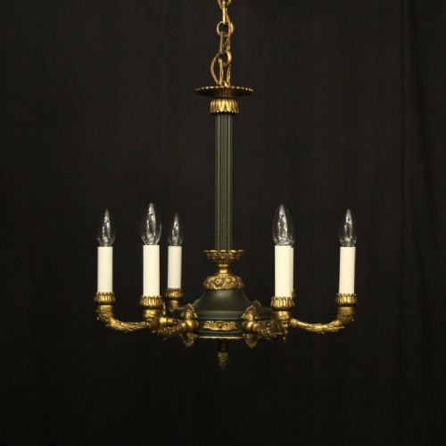 french late 19th c empire 6 light chandelier - CATEGORY: ANTIQUE LIGHTING - DATED 19TH CENTURY