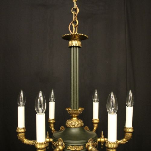 FRENCH LATE 19TH C EMPIRE 6 LIGHT CHANDELIER - ADDITIONAL PHOTO 2