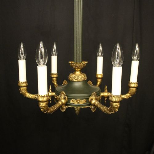 FRENCH LATE 19TH C EMPIRE 6 LIGHT CHANDELIER - ADDITIONAL PHOTO 4