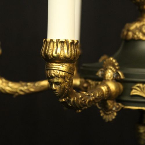 FRENCH LATE 19TH C EMPIRE 6 LIGHT CHANDELIER - ADDITIONAL PHOTO 7