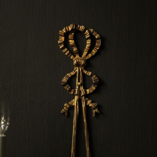FRENCH SET OF 3 GILDED BRASS PORCLAIN ANTIQUE WALL LIGHTS - ADDITIONAL PHOTO 8