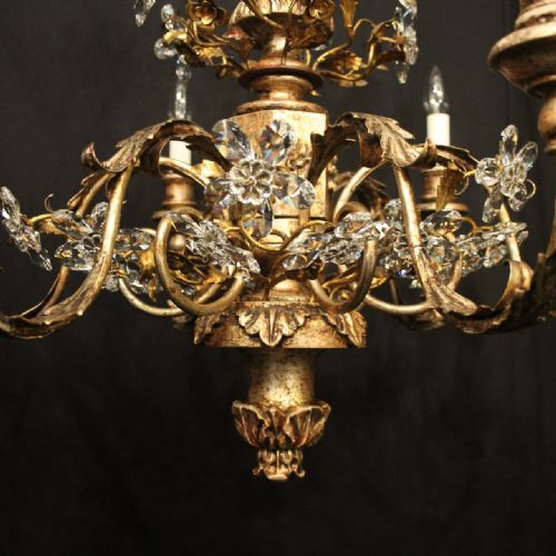 FLORENTINE PAIR OF SILVER GILTWOOD 6 LIGHT CHANDELIERS - ADDITIONAL PHOTO 5