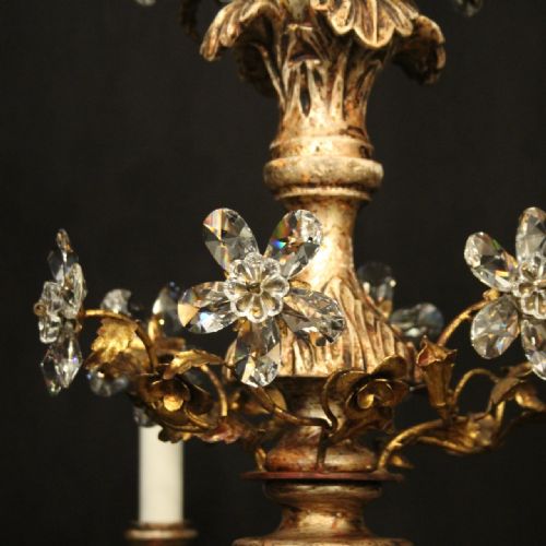FLORENTINE PAIR OF SILVER GILTWOOD 6 LIGHT CHANDELIERS - ADDITIONAL PHOTO 8