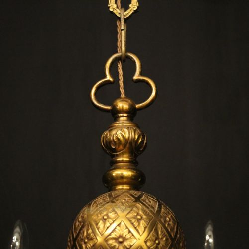 FRENCH GILDED BRONZE 6 LIGHT ANTIQUE CHANDELIER - ADDITIONAL PHOTO 8