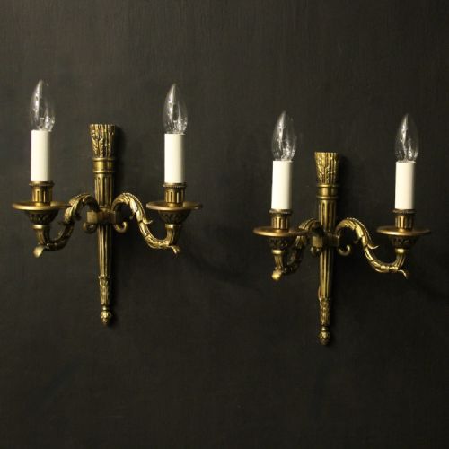 french empire gilded twin arm antique wall lights - CATEGORY: ANTIQUE LIGHTING - DATED 1920