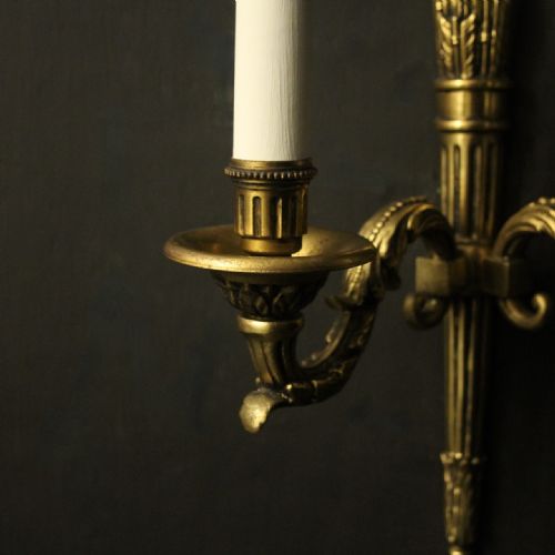 FRENCH EMPIRE GILDED TWIN ARM ANTIQUE WALL LIGHTS - ADDITIONAL PHOTO 2