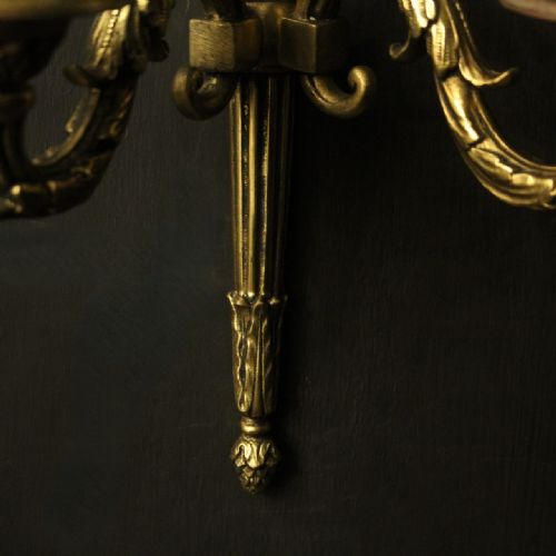 FRENCH EMPIRE GILDED TWIN ARM ANTIQUE WALL LIGHTS - ADDITIONAL PHOTO 4