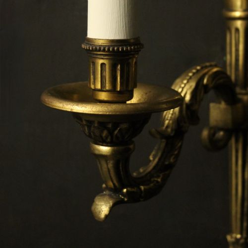 FRENCH EMPIRE GILDED TWIN ARM ANTIQUE WALL LIGHTS - ADDITIONAL PHOTO 6
