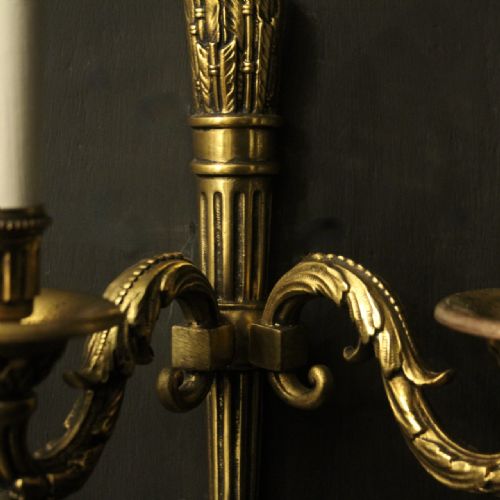 FRENCH EMPIRE GILDED TWIN ARM ANTIQUE WALL LIGHTS - ADDITIONAL PHOTO 7