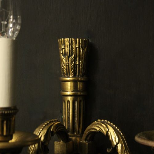 FRENCH EMPIRE GILDED TWIN ARM ANTIQUE WALL LIGHTS - ADDITIONAL PHOTO 8