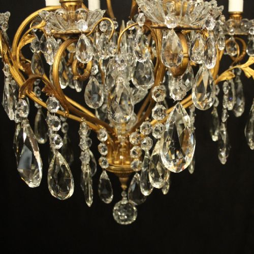 FRENCH GILDED 9 LIGHT ANTIQUE BIRDCAGE CRYSTAL CHANDELIER - ADDITIONAL PHOTO 2
