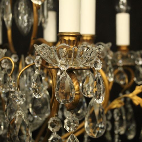 FRENCH GILDED 9 LIGHT ANTIQUE BIRDCAGE CRYSTAL CHANDELIER - ADDITIONAL PHOTO 3