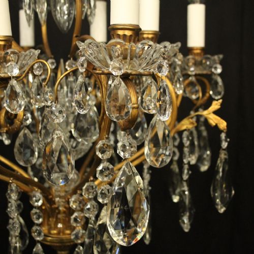 FRENCH GILDED 9 LIGHT ANTIQUE BIRDCAGE CRYSTAL CHANDELIER - ADDITIONAL PHOTO 5