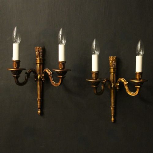 french empire gilded twin arm antique wall lights - CATEGORY: ANTIQUE LIGHTING - DATED 1920