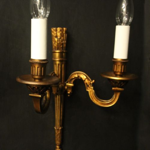 FRENCH EMPIRE GILDED TWIN ARM ANTIQUE WALL LIGHTS - ADDITIONAL PHOTO 2