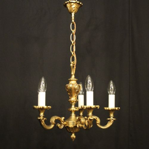 FRENCH GILDED BRONZE 5 LIGHT ANTIQUE CHANDELIER - ADDITIONAL PHOTO 8