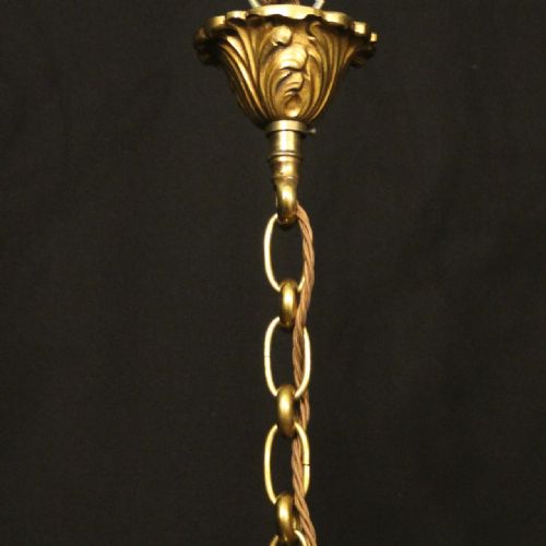 FRENCH GILDED BRONZE 5 LIGHT ANTIQUE CHANDELIER - ADDITIONAL PHOTO 9