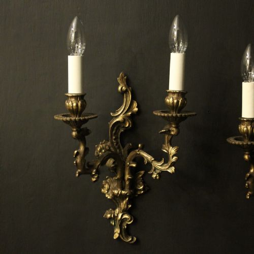 FRENCH PAIR OF GILDED BRASS WALL LIGHTS - ADDITIONAL PHOTO 1