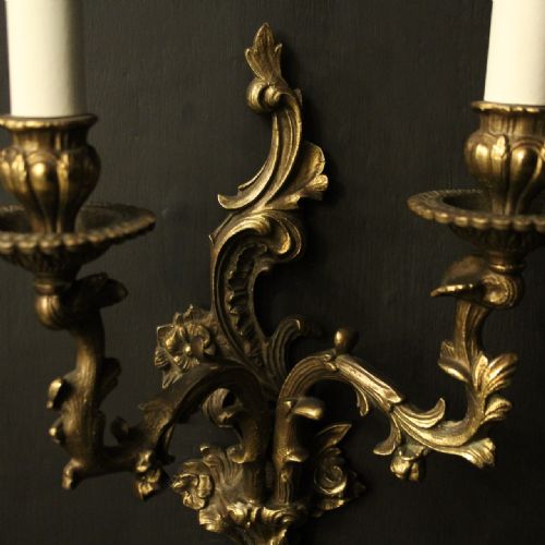 FRENCH PAIR OF GILDED BRASS WALL LIGHTS - ADDITIONAL PHOTO 3