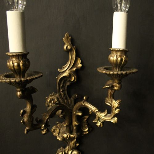 FRENCH PAIR OF GILDED BRASS WALL LIGHTS - ADDITIONAL PHOTO 5