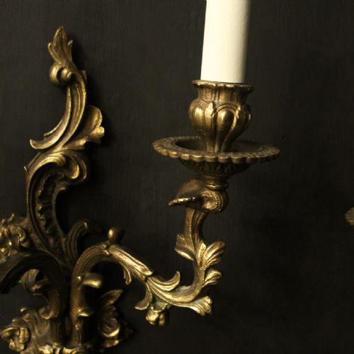 FRENCH PAIR OF GILDED BRASS WALL LIGHTS - ADDITIONAL PHOTO 6