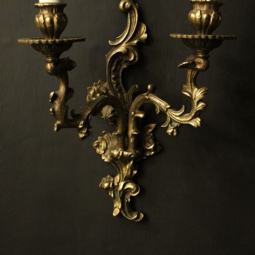 FRENCH PAIR OF GILDED BRASS WALL LIGHTS - ADDITIONAL PHOTO 7