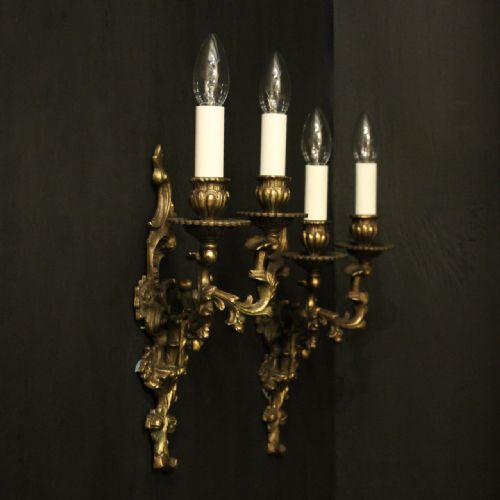 FRENCH PAIR OF GILDED BRASS WALL LIGHTS - ADDITIONAL PHOTO 9