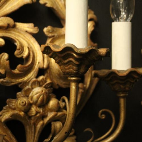 ITALIAN PAIR OF GILTWOOD ANTIQUE WALL LIGHTS - ADDITIONAL PHOTO 7