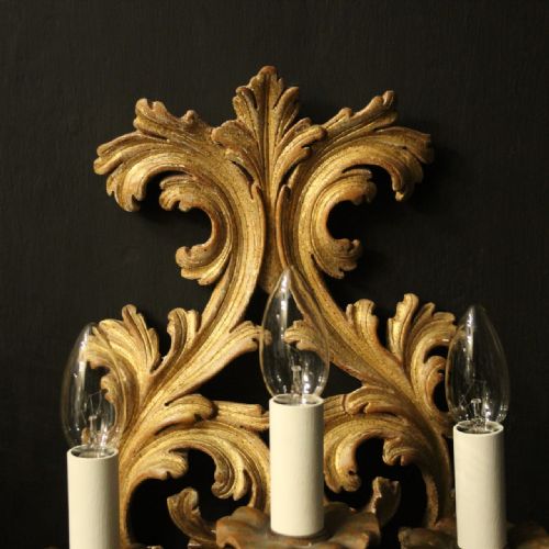 ITALIAN PAIR OF GILTWOOD ANTIQUE WALL LIGHTS - ADDITIONAL PHOTO 8