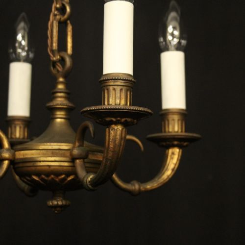 FRENCH GILDED BRONZE 4 LIGHT ANTIQUE CHANDELIER - ADDITIONAL PHOTO 2