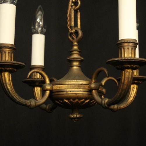 FRENCH GILDED BRONZE 4 LIGHT ANTIQUE CHANDELIER - ADDITIONAL PHOTO 3