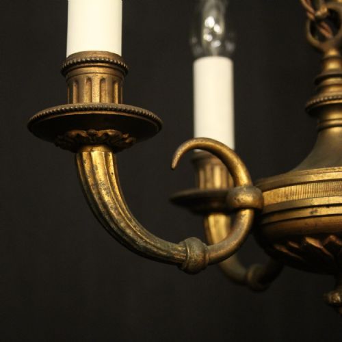FRENCH GILDED BRONZE 4 LIGHT ANTIQUE CHANDELIER - ADDITIONAL PHOTO 4