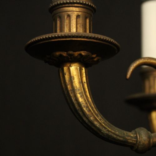 FRENCH GILDED BRONZE 4 LIGHT ANTIQUE CHANDELIER - ADDITIONAL PHOTO 5