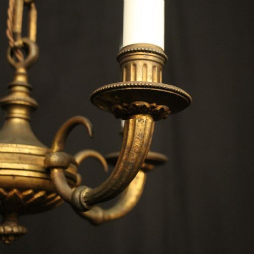 FRENCH GILDED BRONZE 4 LIGHT ANTIQUE CHANDELIER - ADDITIONAL PHOTO 6