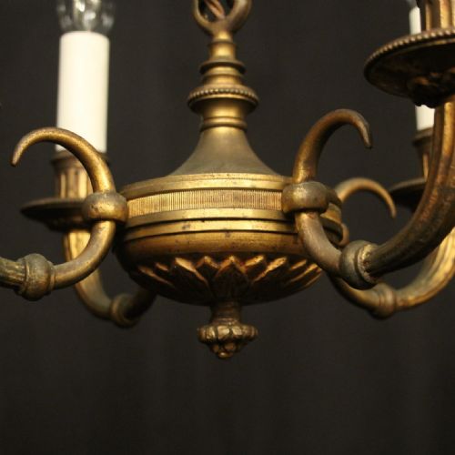 FRENCH GILDED BRONZE 4 LIGHT ANTIQUE CHANDELIER - ADDITIONAL PHOTO 7