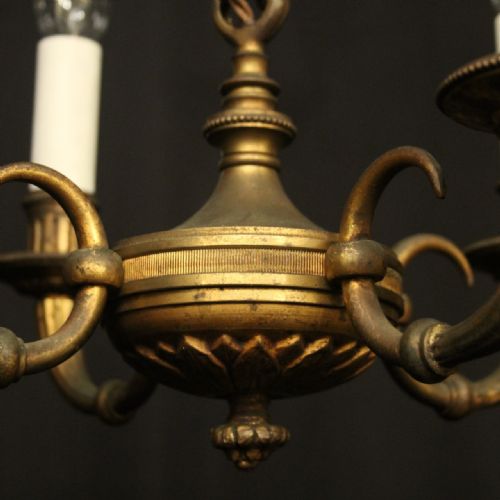 FRENCH GILDED BRONZE 4 LIGHT ANTIQUE CHANDELIER - ADDITIONAL PHOTO 8