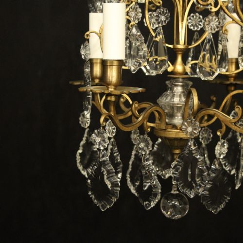 FRENCH GILDED CRYSTAL 4 LIGHT ANTIQUE CHANDELIER - ADDITIONAL PHOTO 2