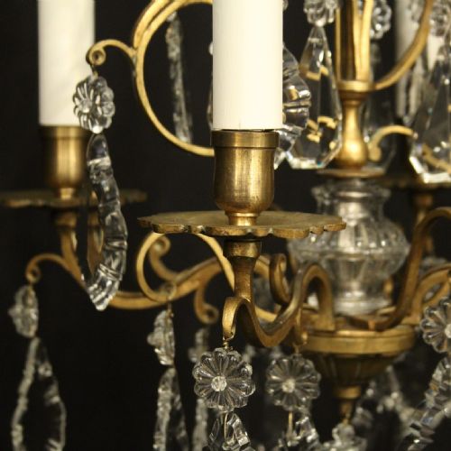 FRENCH GILDED CRYSTAL 4 LIGHT ANTIQUE CHANDELIER - ADDITIONAL PHOTO 4
