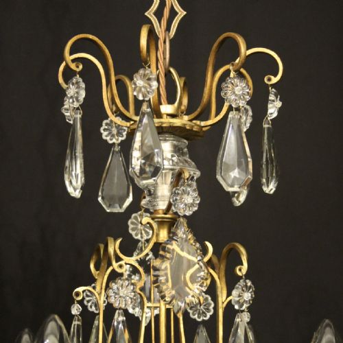 FRENCH GILDED CRYSTAL 4 LIGHT ANTIQUE CHANDELIER - ADDITIONAL PHOTO 6