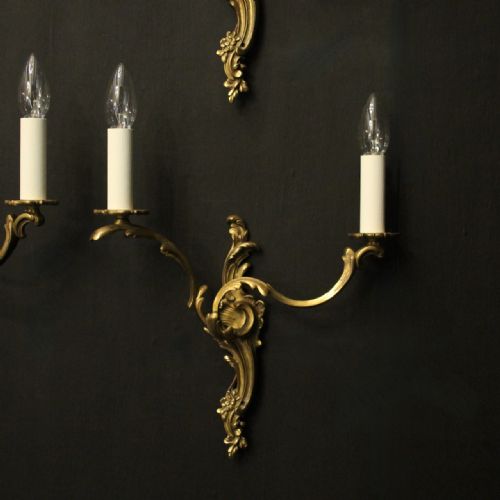 FRENCH SET OF 4 GILDED ANTIQUE WALL LIGHTS - ADDITIONAL PHOTO 1