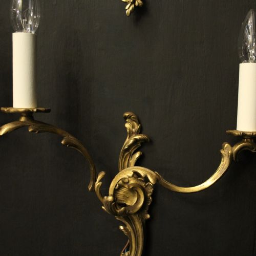 FRENCH SET OF 4 GILDED ANTIQUE WALL LIGHTS - ADDITIONAL PHOTO 4